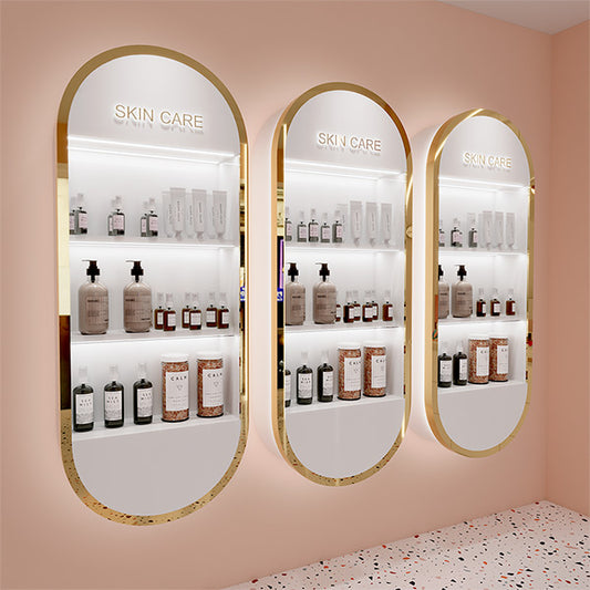 CM012 Beauty Store Skincare Display Shelves Cosmetic Rack Lighted