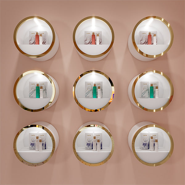 CM019 Wall Mounted Beauty Product Display Case Lighted