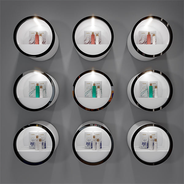 CM019 Wall Mounted Beauty Product Display Case Lighted