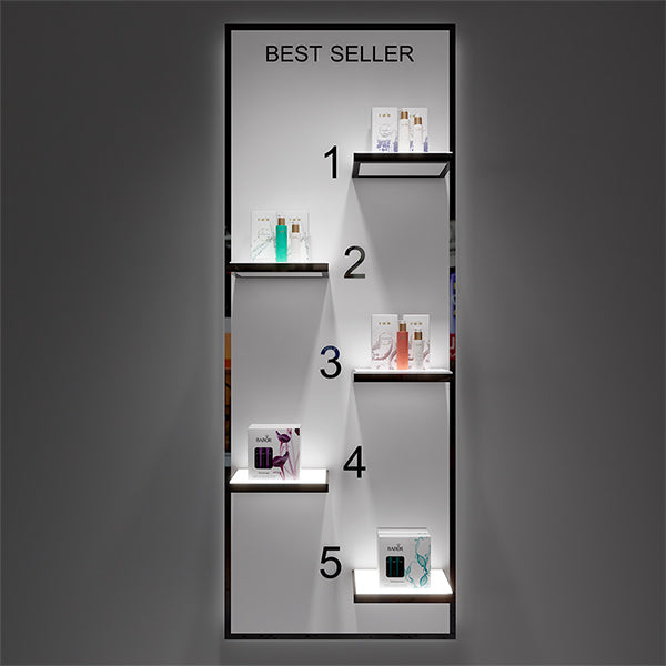 CM021 Lighted Cosmetic Wall Mounted Display Rack for Shop