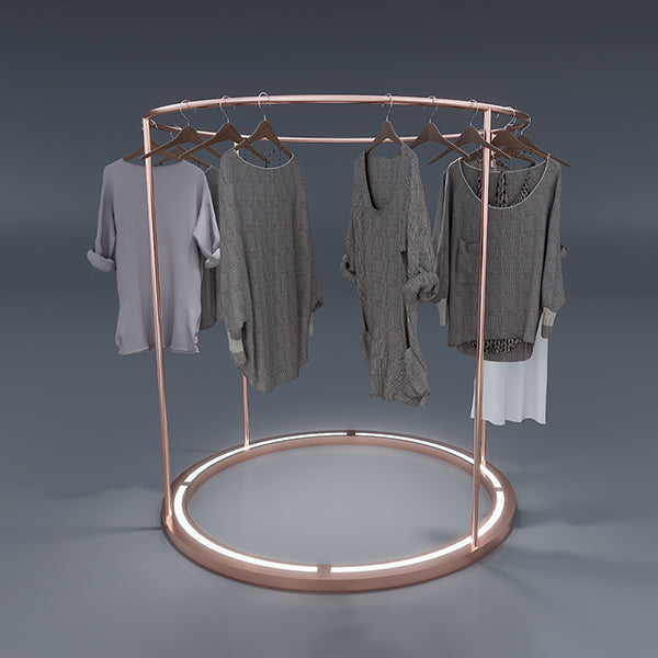 CR004 Round Metal Clothes Rack with LED Light – Besty Display