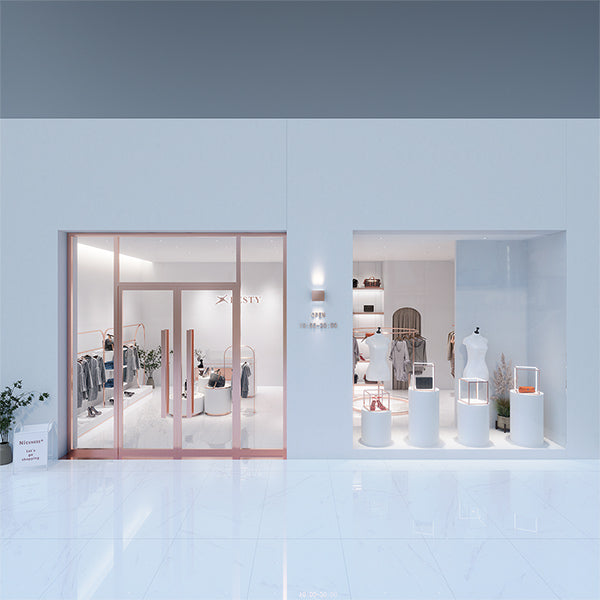 CR011 Garment Shop Front Display Stand Showcase Lighted