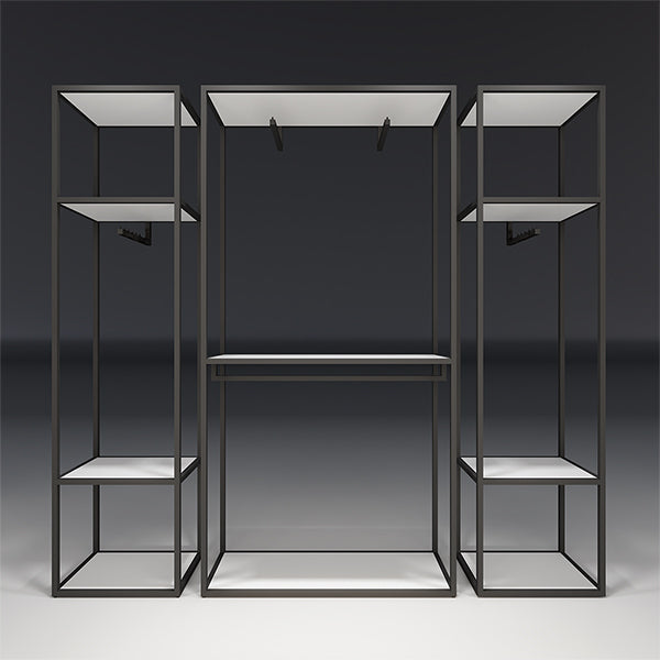 CR019 Custom Clothing Store Racks and Shelves Set Lighted