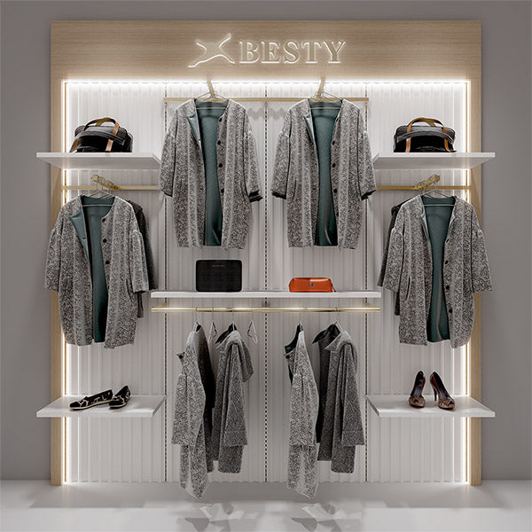 CR021 Wall Mounted Clothes Rack Adjustable With Shelf LED Light