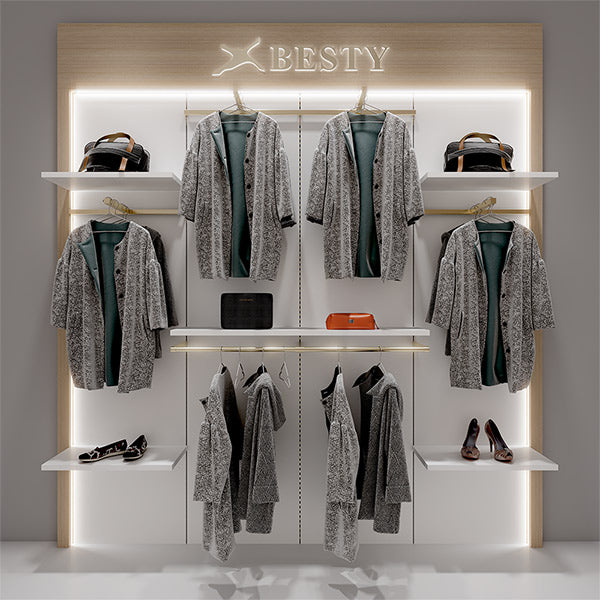 CR021 Wall Mounted Clothes Rack Adjustable With Shelf LED Light