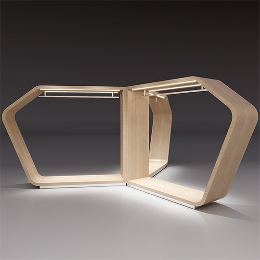 CR044 Garment Store Large Clothes Display Hanging Rail Set Lighted