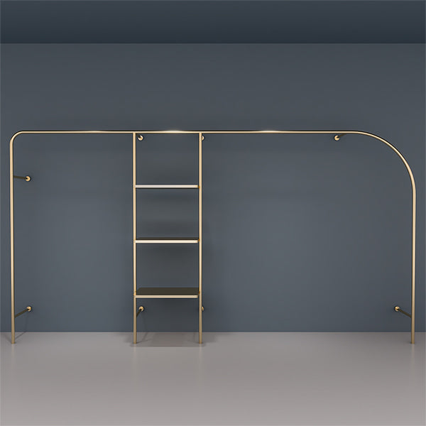 CR046 Wall Mounted Clothes Rack Garment Display with Shelves