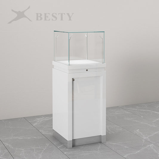 FA08 Jewelry Display Cabinet Tower Showcase – Gloss White, Customizable