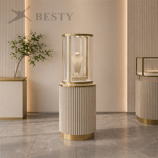 MT-50 Jewelry Round Glass Tower Display Case