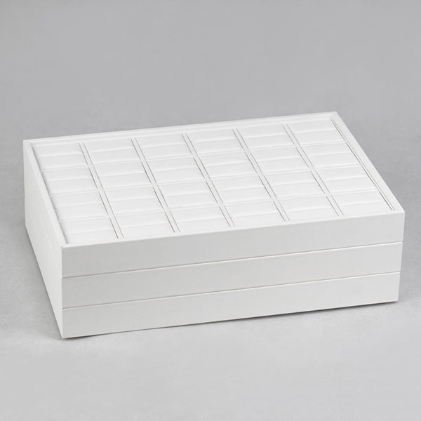 TR0059 Jewelry White Ring Display Tray 24 Grids