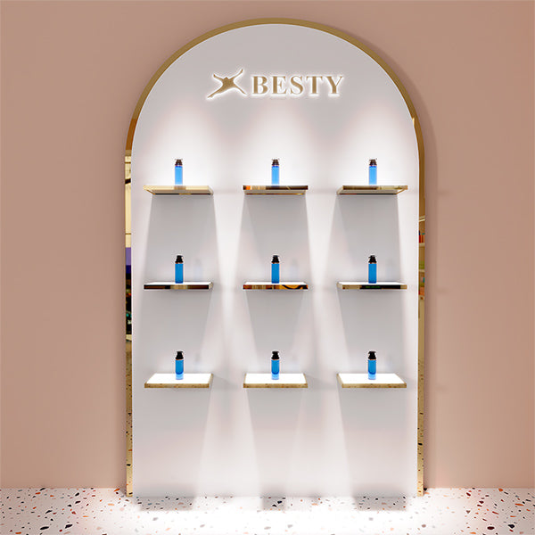 CM009 Beauty Store Makeup Display Rack with Shelves Wall Mounted ...