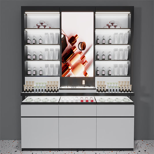 CM013 Makeup Store Wall Cosmetic Display Cabinet Lighted
