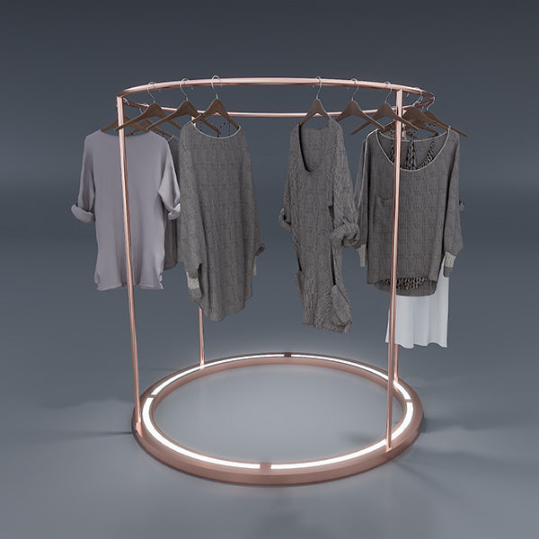 CR004 Round Metal Clothes Rack with LED Light