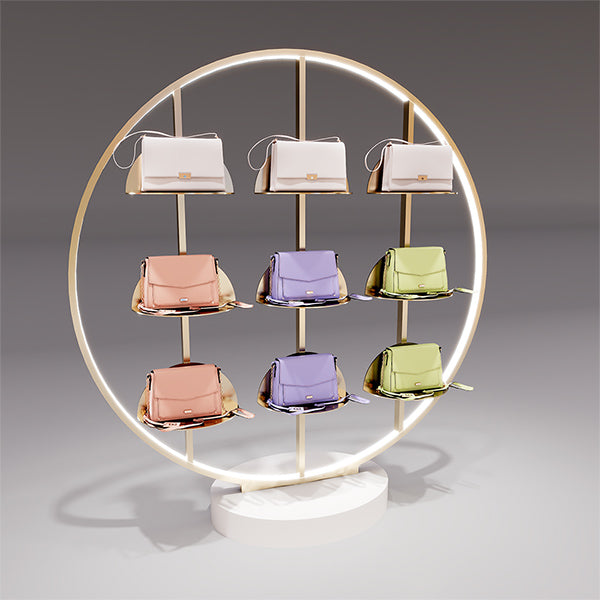 CR031 Round Metal Fashion Shop Display Rack Lighted