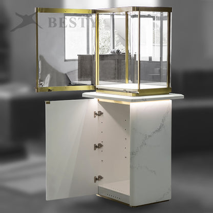 MT44 Jewellery Tower Display Case Marble