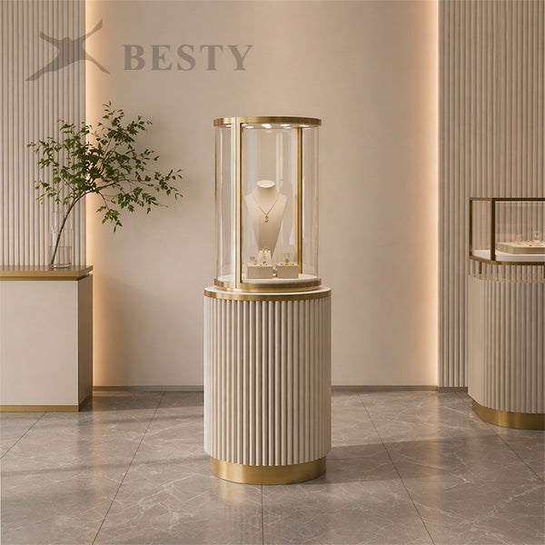 MT-50 Jewelry Round Glass Tower Display Case