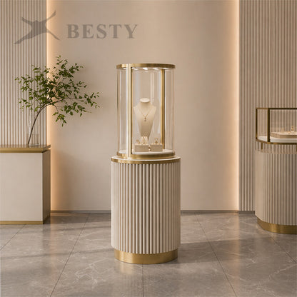 MT-50 Jewelry Round Glass Tower Display Case