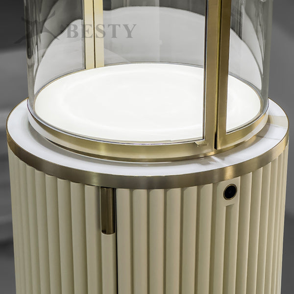 MT-50 Jewelry Round Glass Tower Display Case