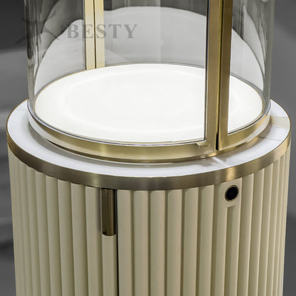 MT-50 Jewelry Round Glass Tower Display Case
