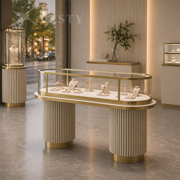 MT-51 Jewelry Oval Glass Counter Showcase