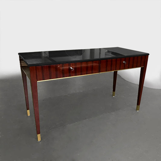 TBL001 Table Desk with Drawer, Black Marble Table Top