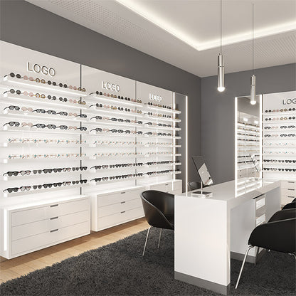 GD009 Wall Mount Eyewear Display Rack Shelves LED Light